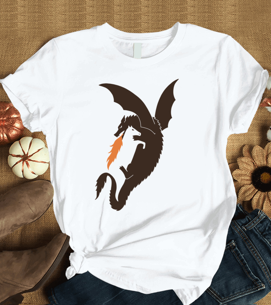 Dragon Embracing Horse with Fiery Mane T-Shirt