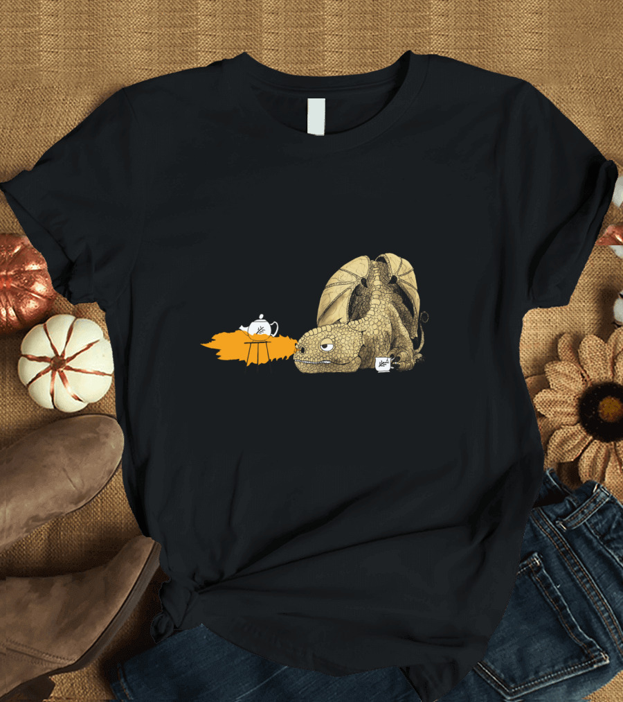 Dragon Brewing Tea with Bag and Teapot T-Shirt