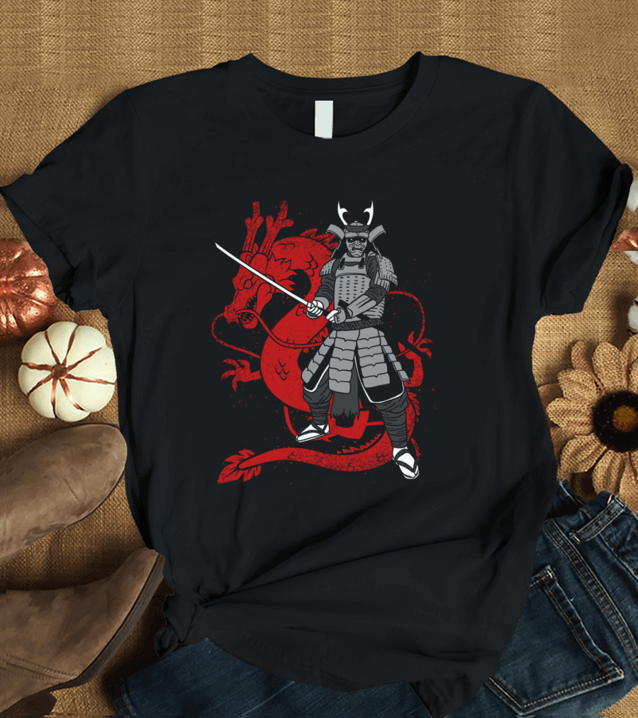 Samurai Japan Red Dragon Warrior T-Shirt