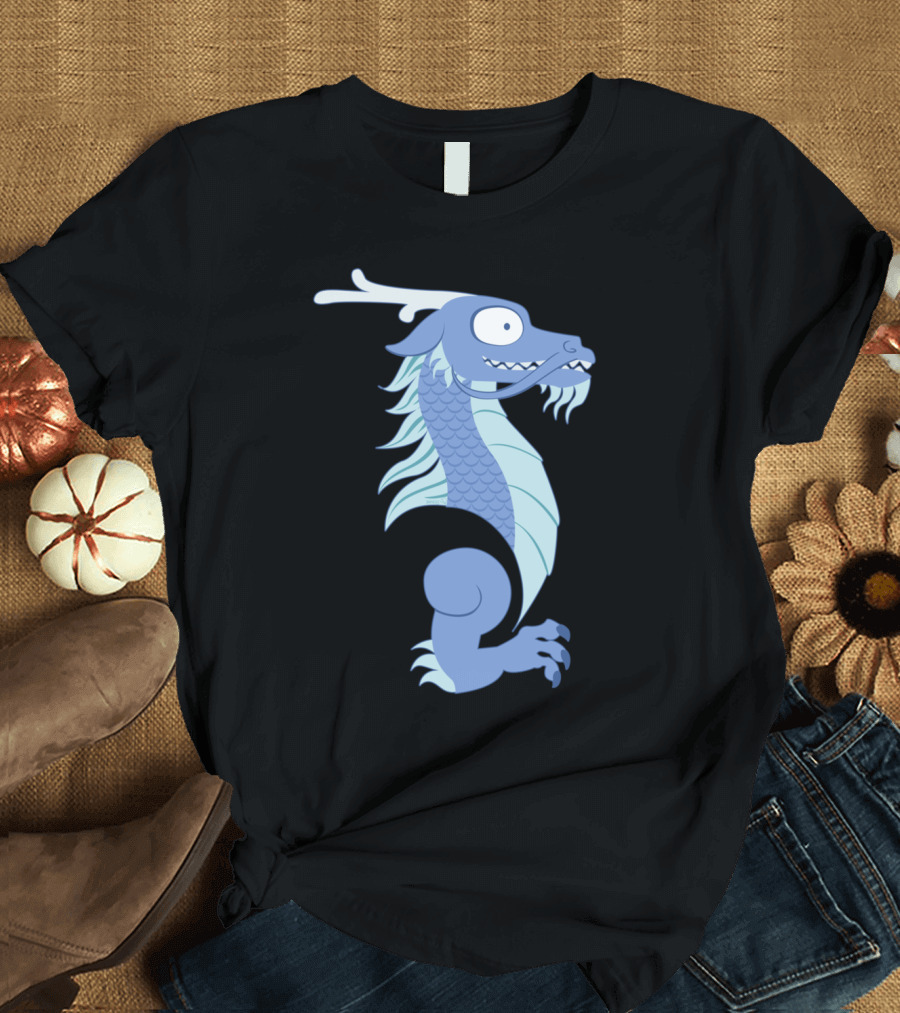 Silly Beasty The Ryu Comical Blue Dragon Character Cartoon T-Shirt