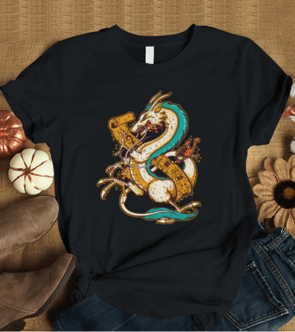 T-Shirt: Spirited Dragon Fantasy Artful Crest T-Shirt Spirited Dragon Fantasy Artful Crest T-Shirt
