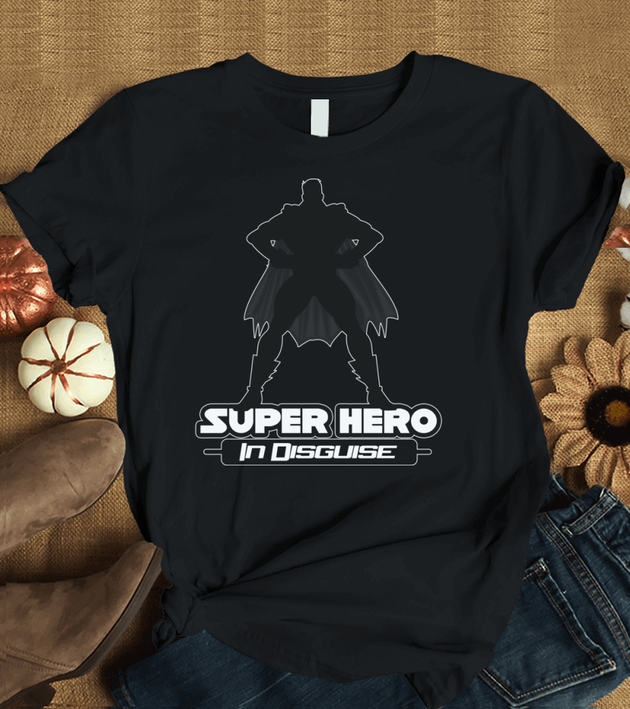 SUPER HERO IN DISGUISE Silhouette and Iconic Cape T-Shirt