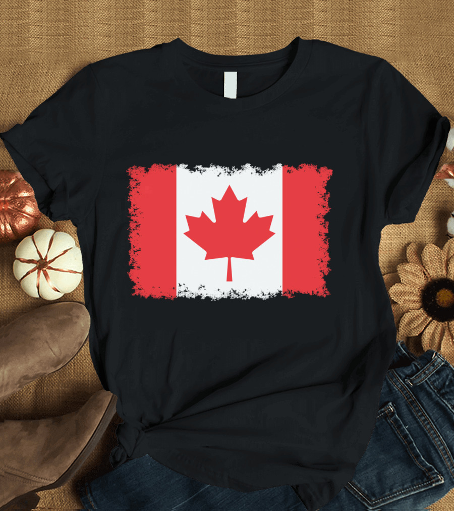 Distressed Canadian Maple Leaf Flag T-Shirt