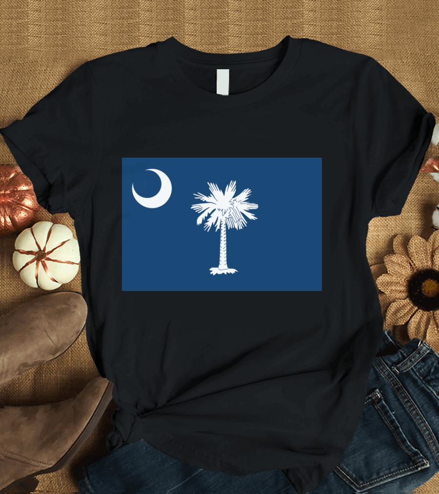Flag of South Carolina Authentic Version Palmetto and Crescent Moon T-Shirt
