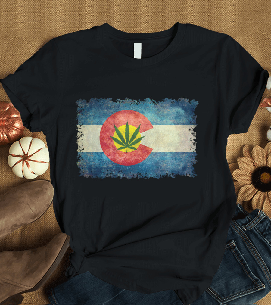 Vintage Colorado Flag Marijuana Leaf T-Shirt