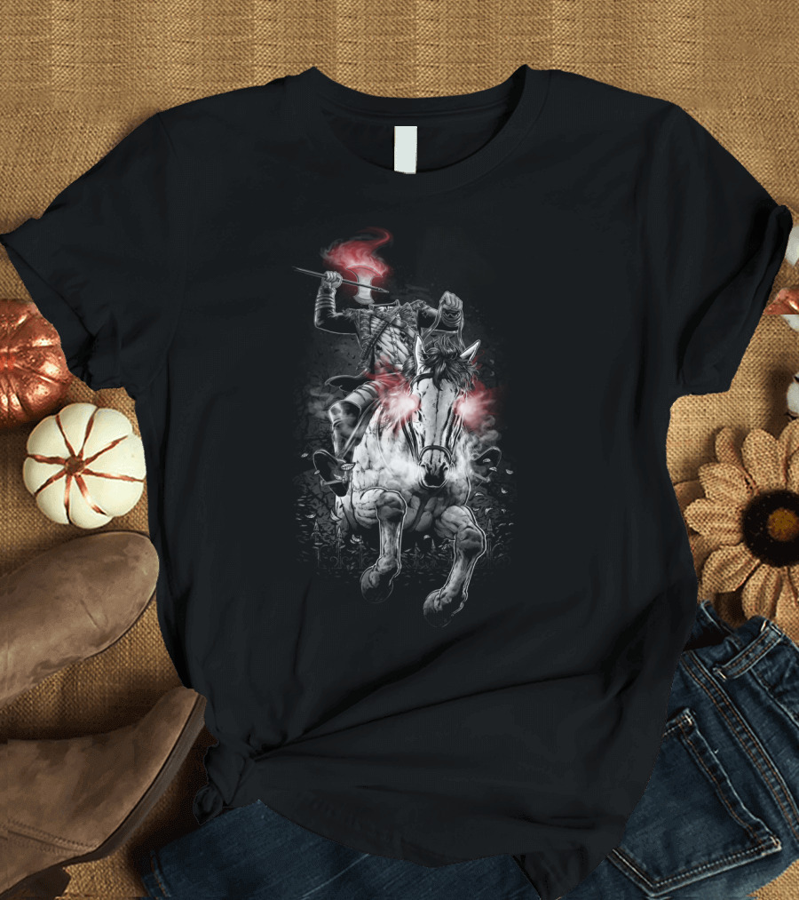 Headless Horseman 1 Horse Unicon Mythical Equestrian Specter with Fiery Eyes T-Shirt