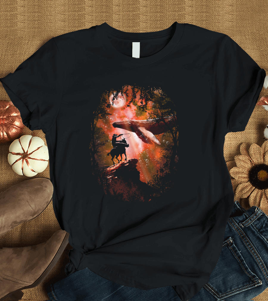 Horse Unicorn Epic Space Adventure with Whale and Moon T-Shirt