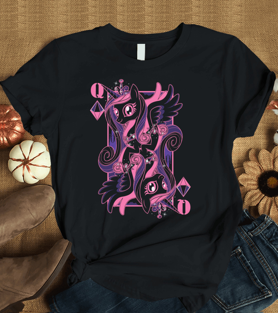 Queen of Crystals Unicorn Playing Card T-Shirt