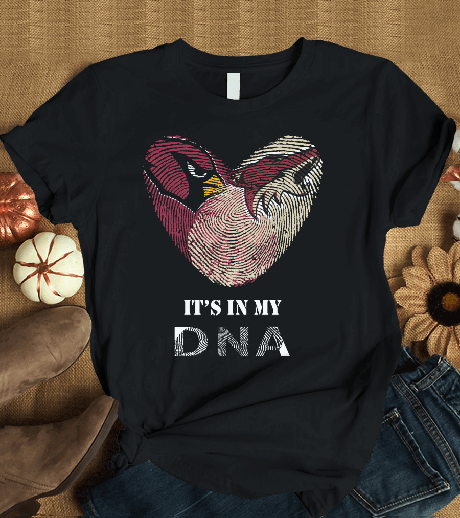 Cardinals Arizona Coyotes It's In My DNA Fingerprint Heart T-Shirt