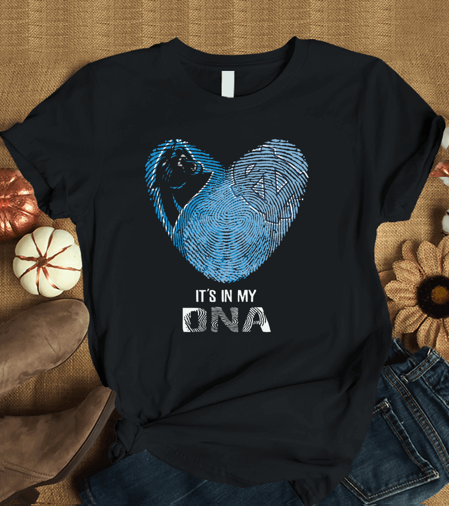 Panthers Tar Heels It's In My DNA Fingerprint Heart T-Shirt