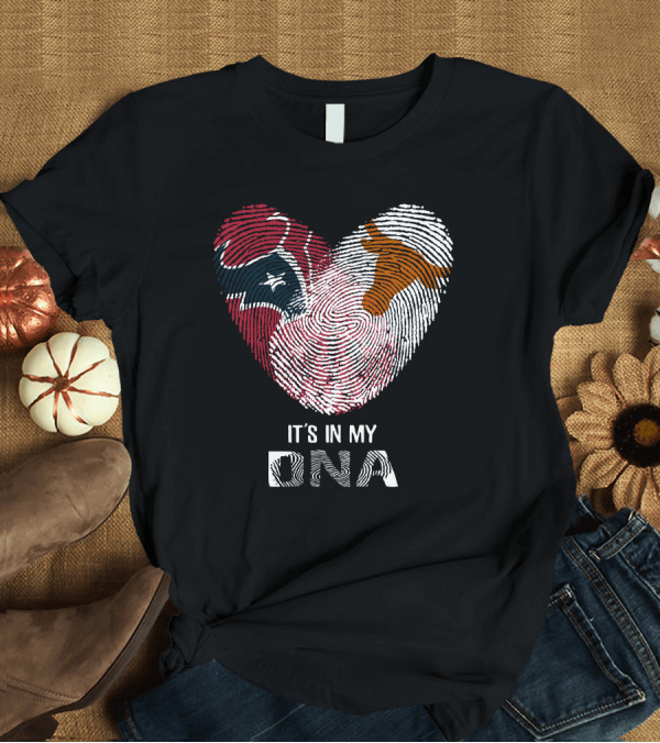 T-Shirt: Texans Longhorns Fingerprint Heart It's In My DNA T-Shirt Texans Longhorns Fingerprint Heart It's In My DNA T-Shirt