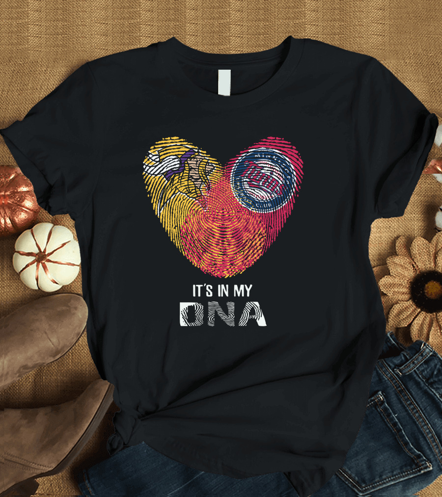 Vikings Twins It's In My DNA Heart Fingerprint T-Shirt