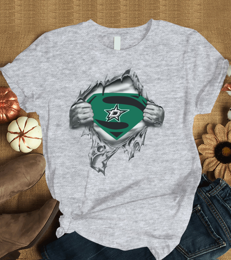 Dallas Stars Hockey Superman Logo Symbol Pullover T-Shirt