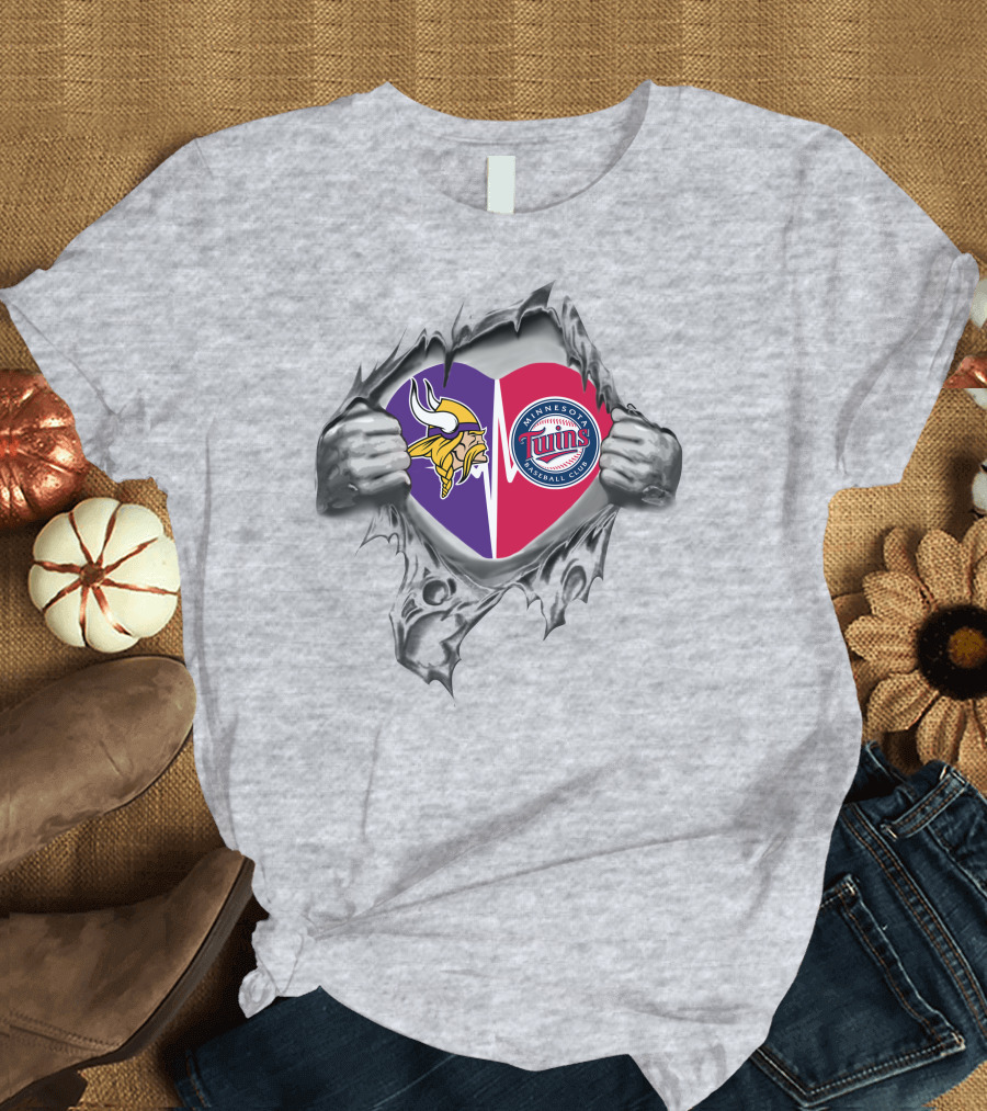 Minnesota Vikings Twins Heart T-Shirt