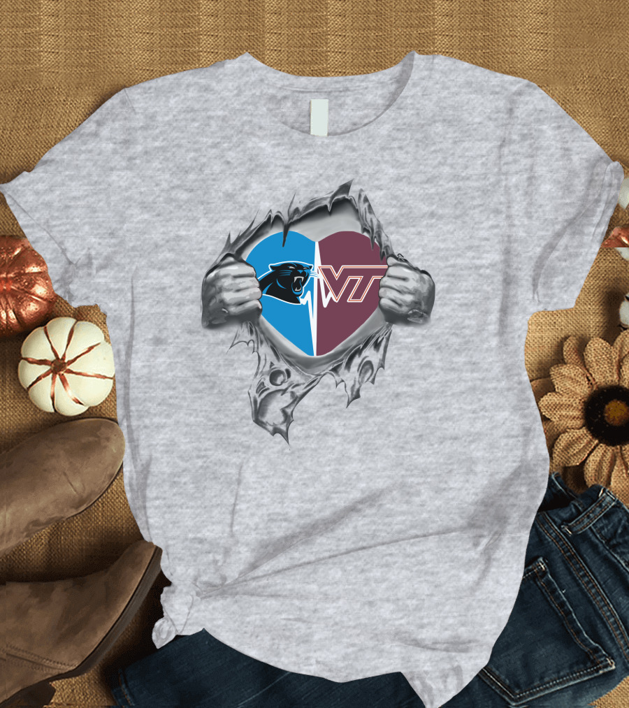 Panthers Hokies Heart Shape Peel T-Shirt