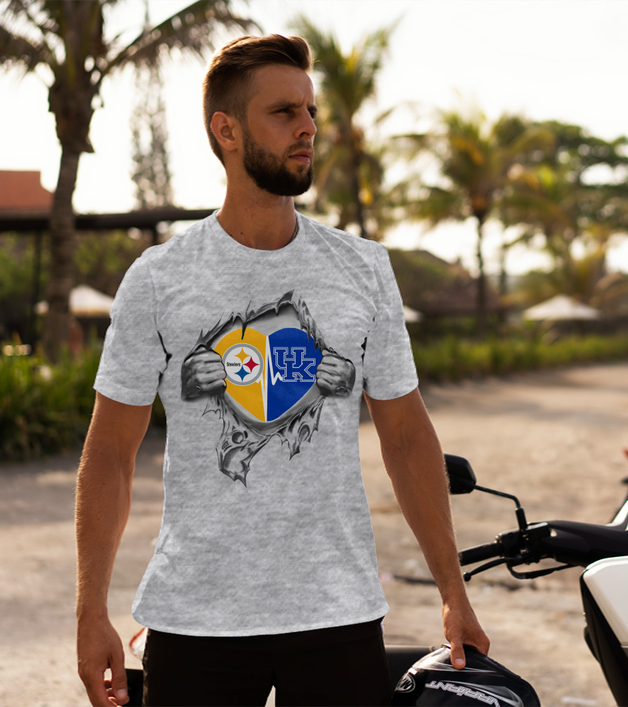 Steelers Kentucky Torn Heart Steel Uk T-Shirt