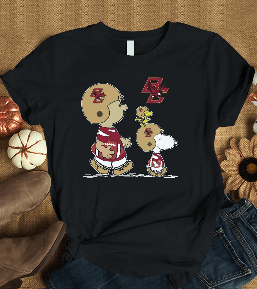 Boston College Eagles Snoopy and Woodstock Football Team Spirit T-Shirt