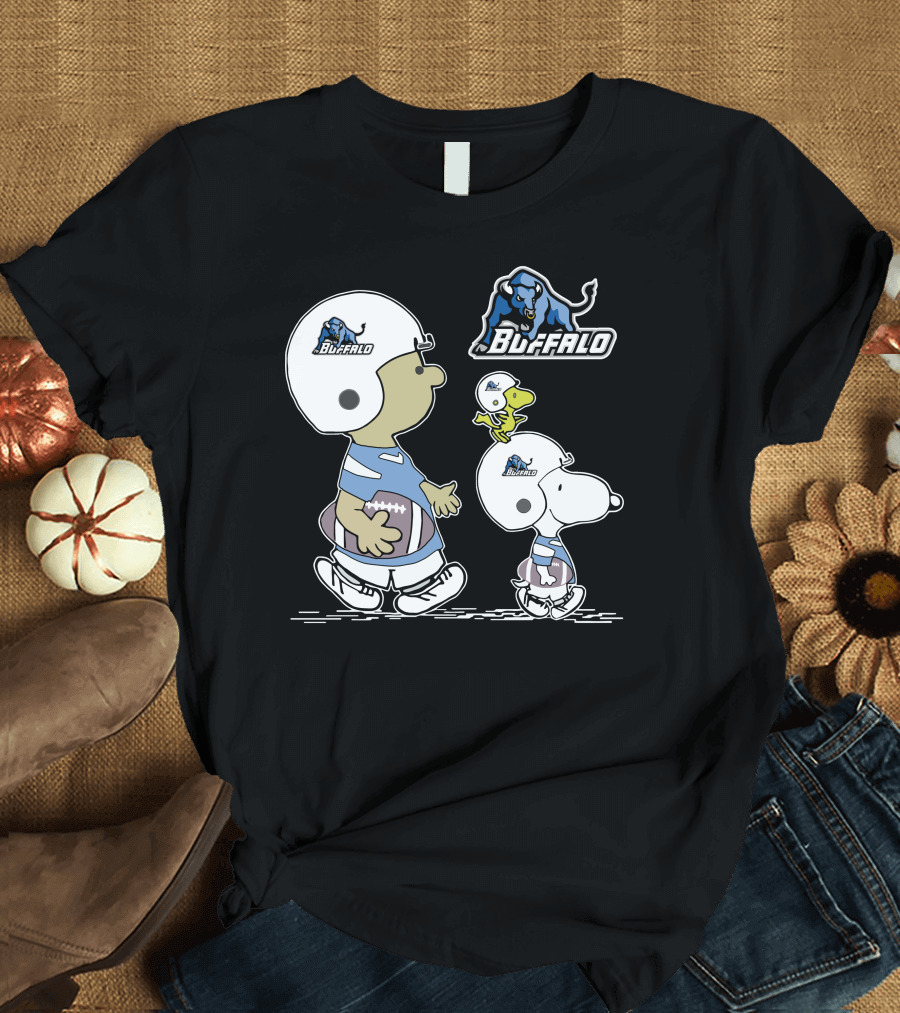 Buffalo Snoopy Peanuts Football Players with Helmets and Football T-Shirt