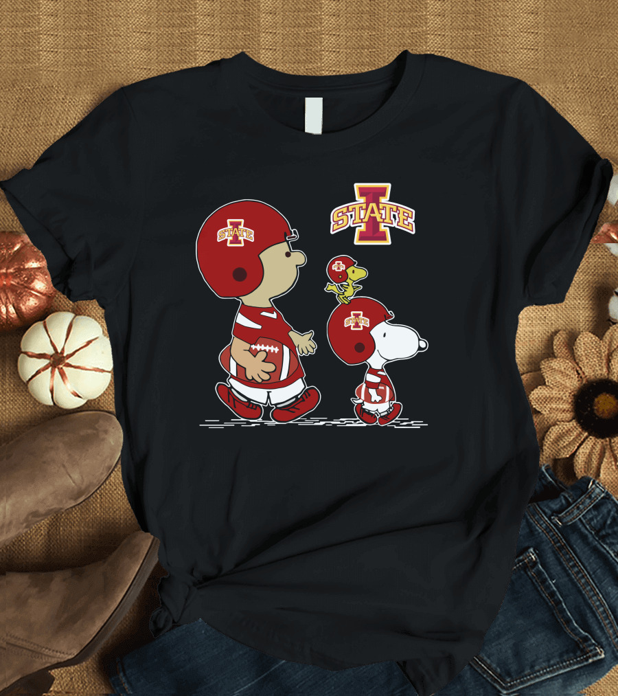 Iowa State Cyclones Snoopy and Woodstock Football Gear T-Shirt