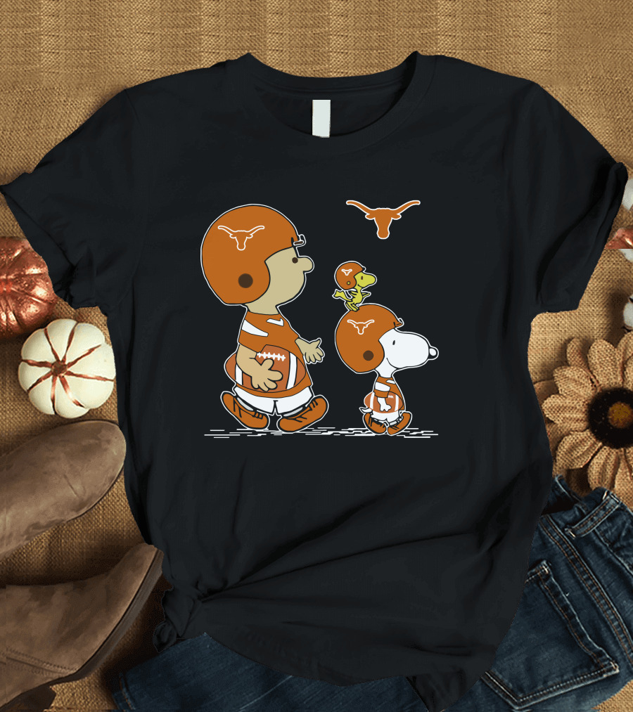 Texas Longhorns Football Snoopy and Woodstock Charlie Brown Peanuts T-Shirt