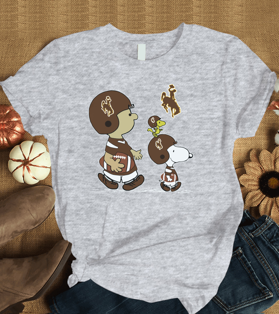 Wyoming Cowboys Peanuts Characters Football T-Shirt