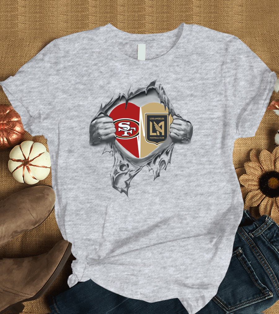 SF 49Ers Los Angeles FC Heart Logo Fusion T-Shirt