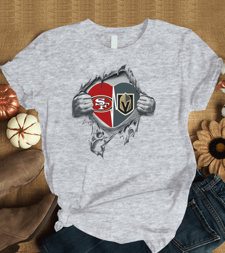 SF 49Ers Vegas Golden Knights Heart T-Shirt