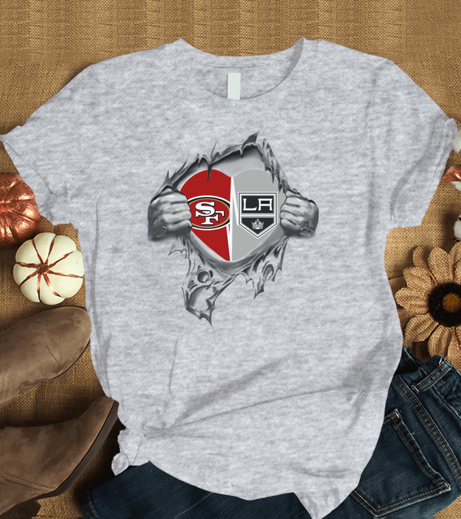 SF 49ers Los Angeles Kings Heart Inside T-Shirt
