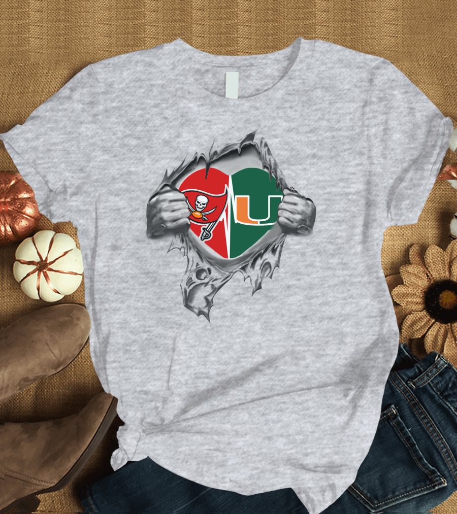 Buccaneers Hurricanes Heartbeat Loyalty Passion NFL College Football Fan Connection T-Shirt