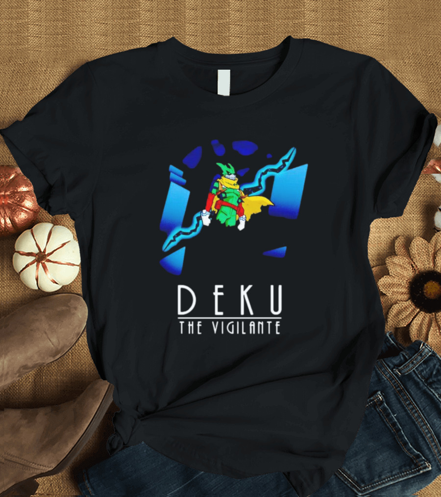 Deku The Vigilante Colorful Hero and Blue Electric Lightning Burst T-Shirt