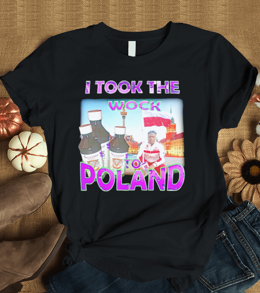 I Took the Wock to Poland Men's Shirt Scenic Polish Cityscape and Cough Syrup Bottles T-Shirt