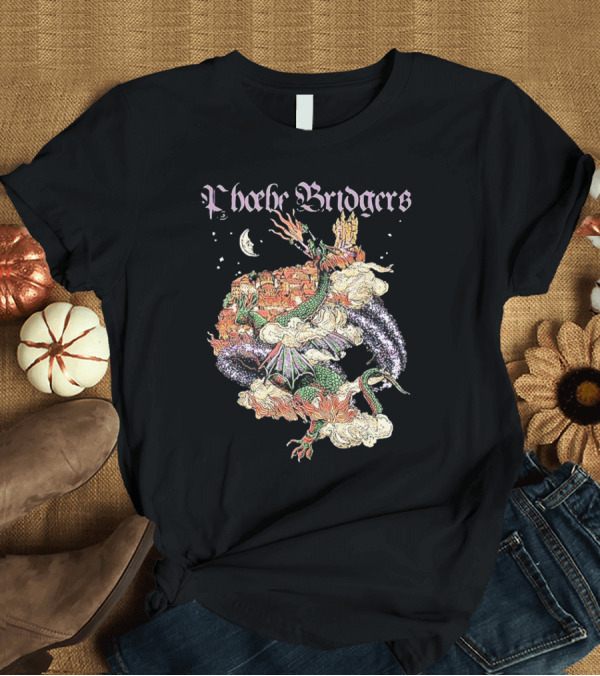 T-Shirt: Phoebe Bridgers Dragon Fantasy Castle and Moon T-Shirt Phoebe Bridgers Dragon Fantasy Castle and Moon T-Shirt