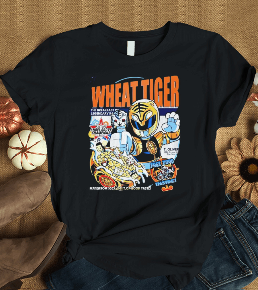 Wheat Tiger The Breakfast of Legendary Rangers Free Zord Angel Grove Champions 1994 Tommy Oliver T-Shirt