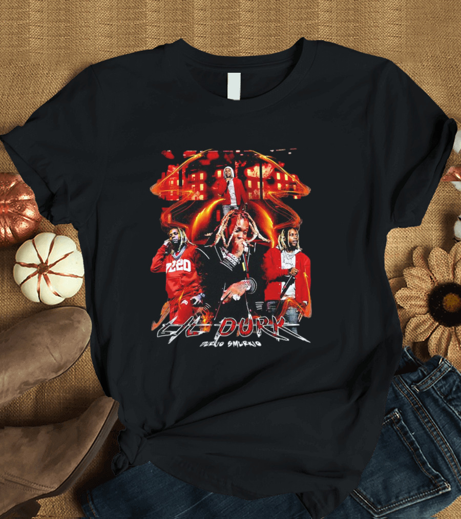 Lil Durk Durkio Smurkio 7220 Rapper Red Jacket Montage T-Shirt