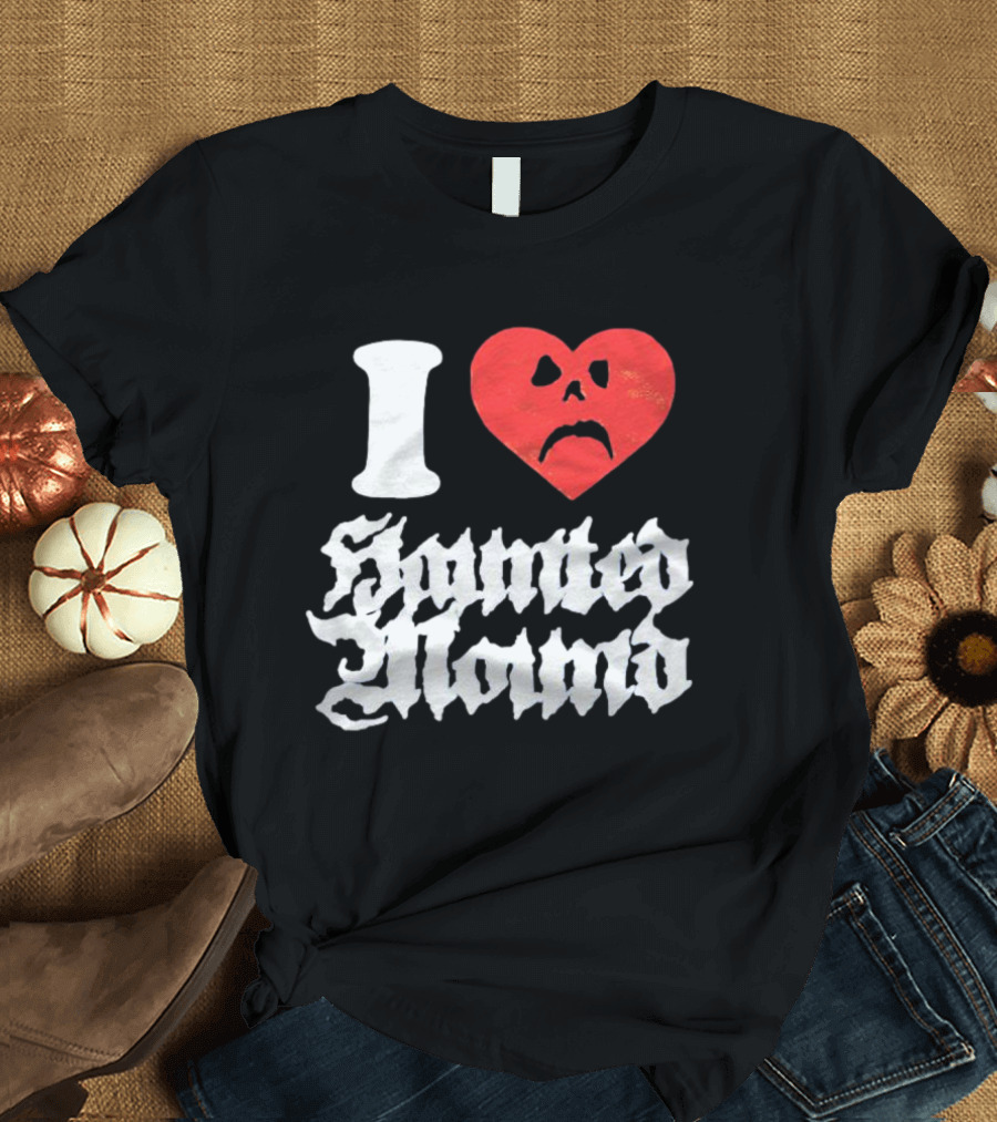 I Love Haunted Mound Scary Heart Face T-Shirt