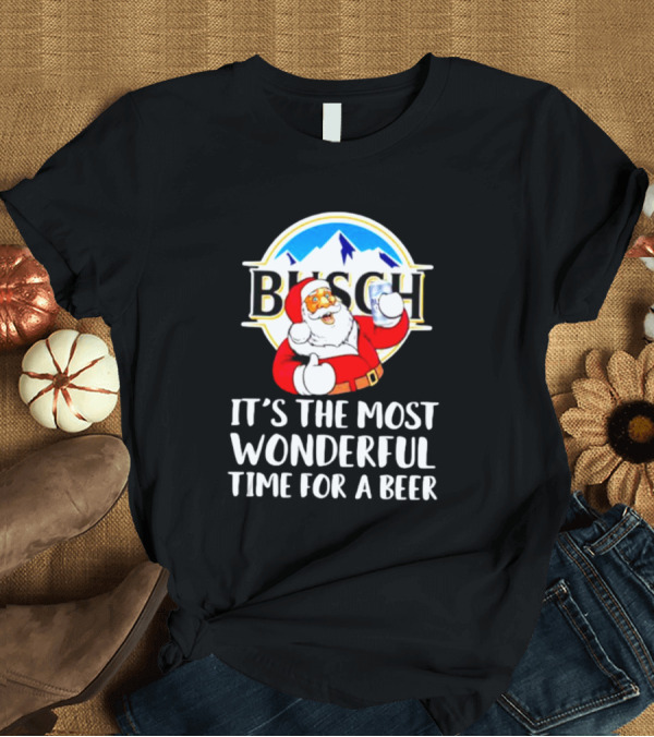 T-Shirt: Busch Light Santa It's the Most Wonderful Time for a Beer Christmas T-Shirt Busch Light Santa It's the Most Wonderful Time for a Beer Christmas T-Shirt