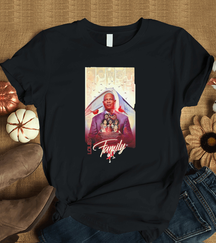 Louisville Basketball Family Collage with Cardinals and Players T-Shirt