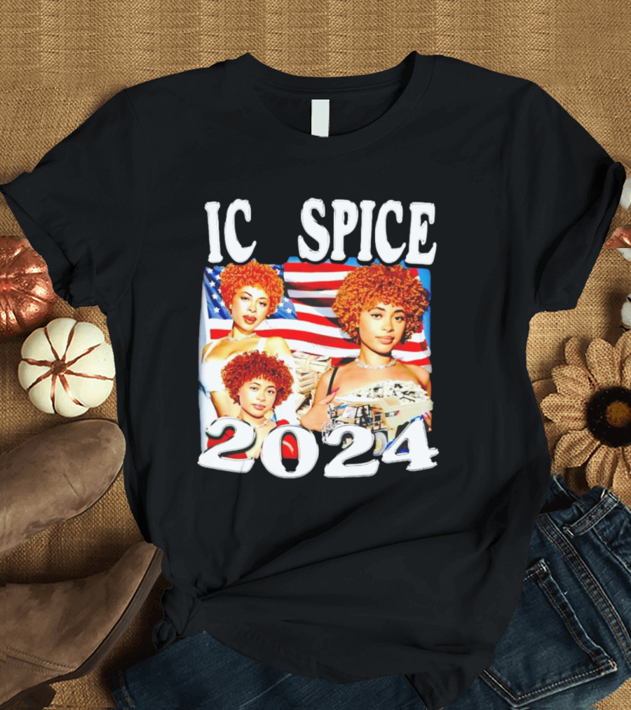 IC SPICE 2024 American Flag Background T-Shirt