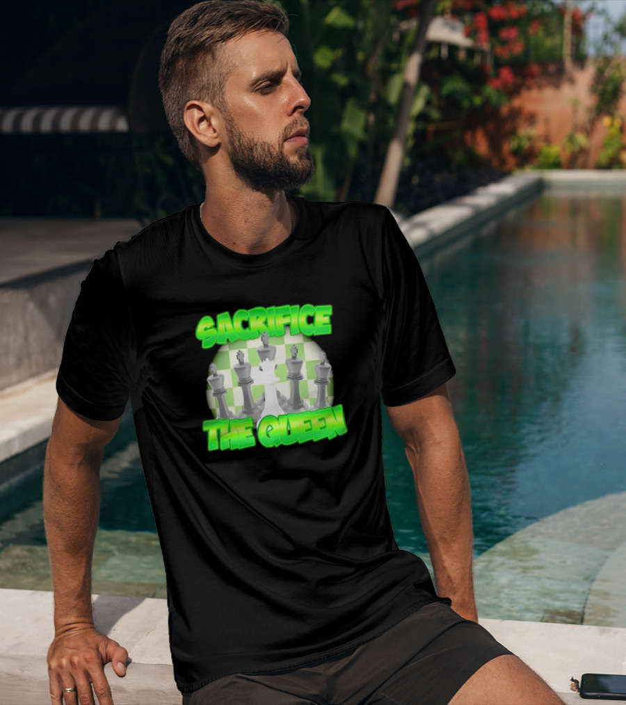 Sacrifice The Queen Chess Strategy Checkered Background T-Shirt