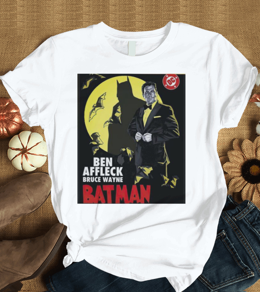 Ben Affleck Bruce Wayne Batman DC Comic Bats Moon T-Shirt