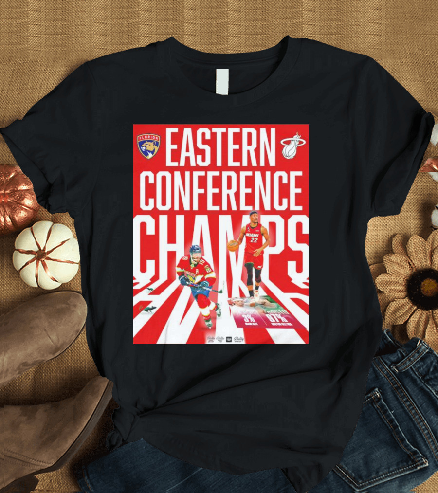 Florida Panthers and Miami Heat Eastern Conference Champs 91 Percent Win Rate T-Shirt