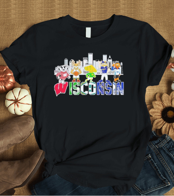 T-Shirt: Wisconsin Mascot Skyline City Sports Team All-Stars T-Shirt Wisconsin Mascot Skyline City Sports Team All-Stars T-Shirt