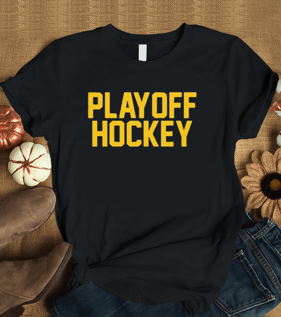 Dave Portnoy Playoff Hockey Black and Gold Text T-Shirt