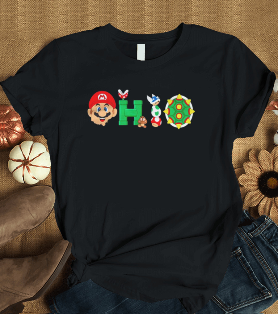 Ohio Super Mario Characters Goomba Bowser Pipe Piranha Plant Spiny Shell T-Shirt