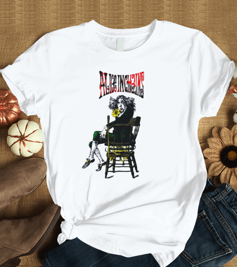 Alice in Chains Angry Chair Artwork with Striking Figure on Dark Background 1992 T-Shirt