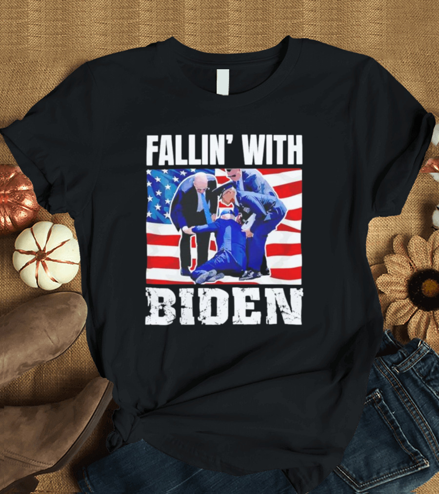 Fallin' with Joe Biden USA Flag T-Shirt