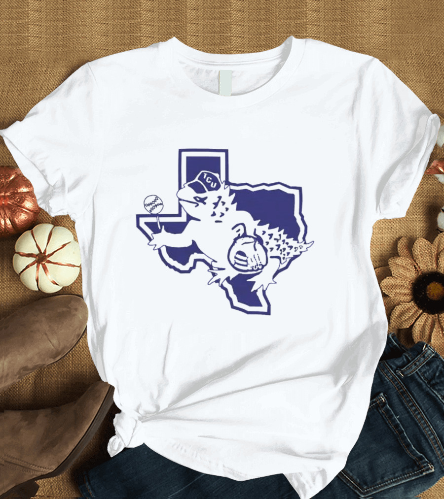 TCU Horned Frog in Texas Outline with Baseball Cap T-Shirt