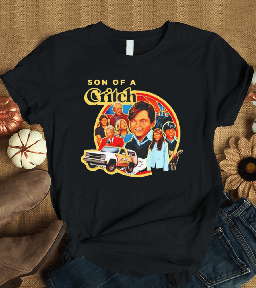 Son of a Critch Family Adventure with Classic Car and Moose T-Shirt