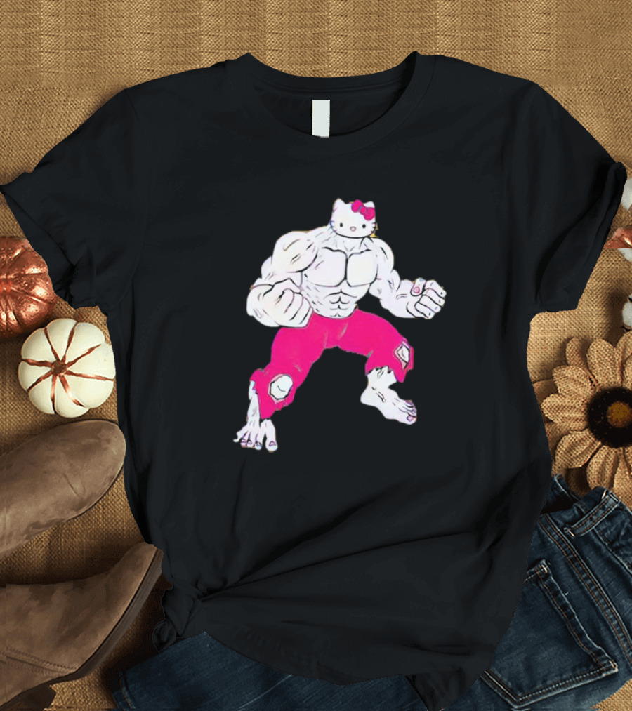 Hello Kitty Hulk Pink Pants Superhero Crossover T-Shirt