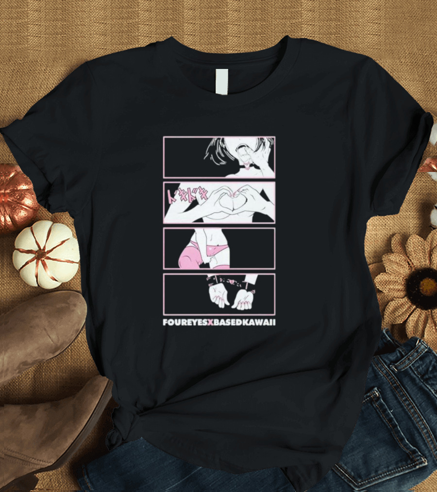 FOUREYES X BASED KAWAII TOKIDOKI HAND HEART PINK AESTHETIC T-Shirt